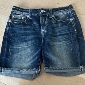 Miss Me Dark Blue Jean Shorts